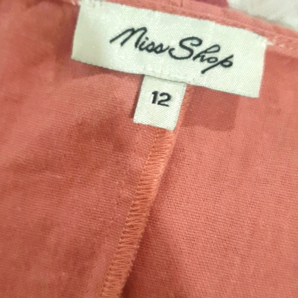 Miss Shop Size 12 Deep Pink Button Front Dress with Belt Tie 55% Linen - Picture 7 of 9